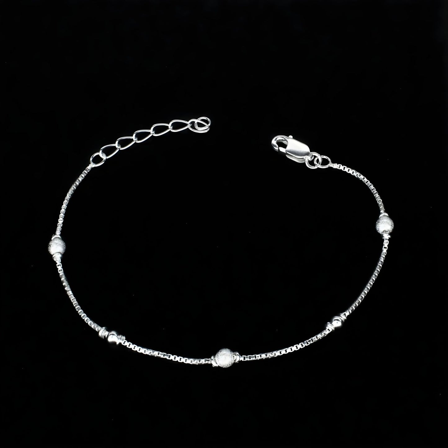 Elegant 925 Sterling Silver ball bead chain Bracelet for Girls