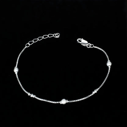 Elegant 925 Sterling Silver ball bead chain Bracelet for Girls