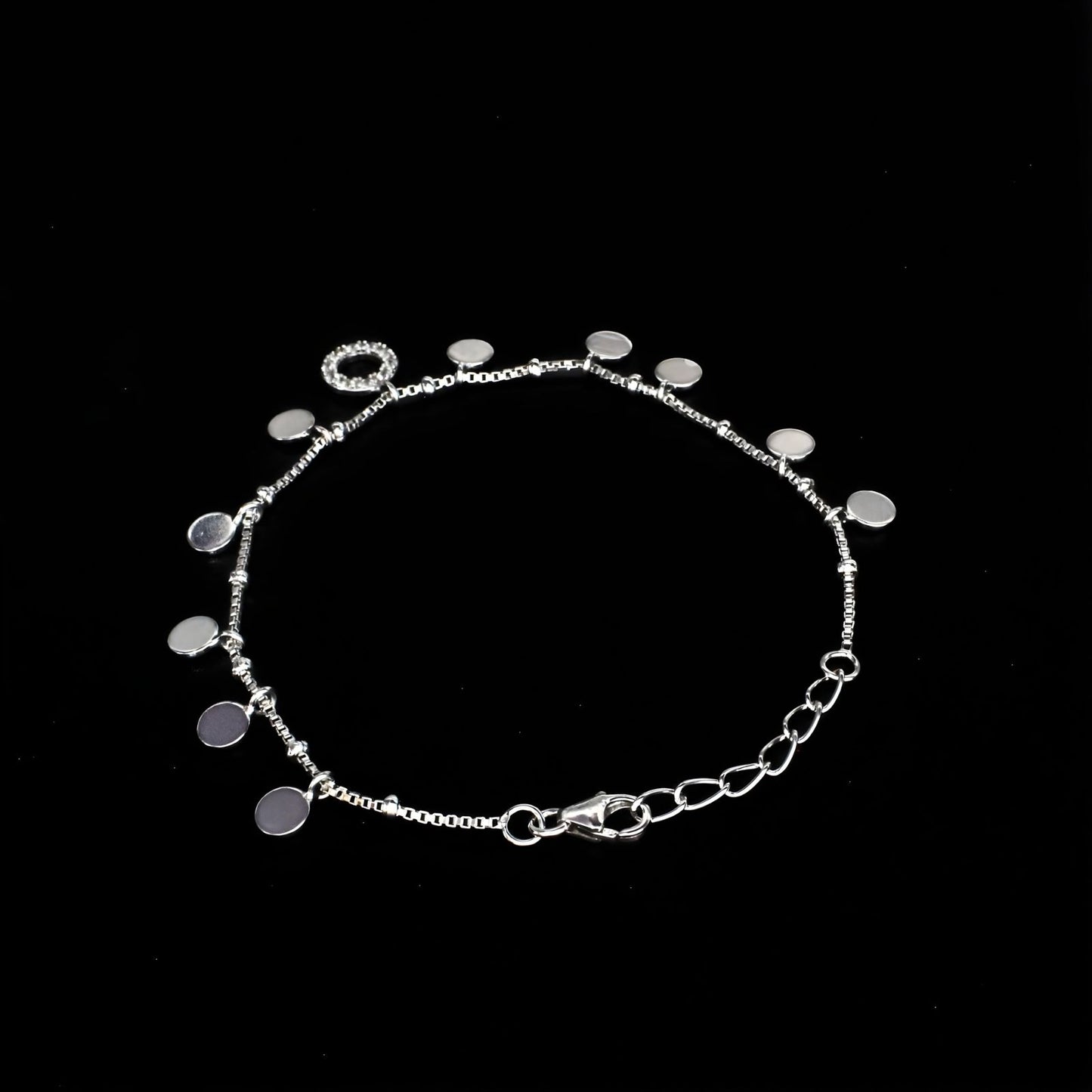 Divine 925 Sterling Silver White CZ Coin charms Bracelet gift for Girls