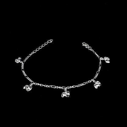 Cute 925 Sterling Silver five elephants charms figaro chain Bracelet for Girls