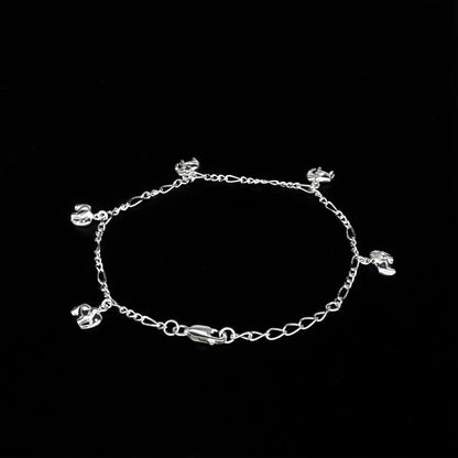 Cute 925 Sterling Silver five elephants charms figaro chain Bracelet for Girls