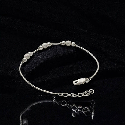 Dainty 925 Sterling Silver beads snake chain Bracelet for Girls