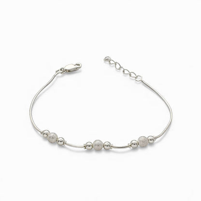 Dainty 925 Sterling Silver beads snake chain Bracelet for Girls