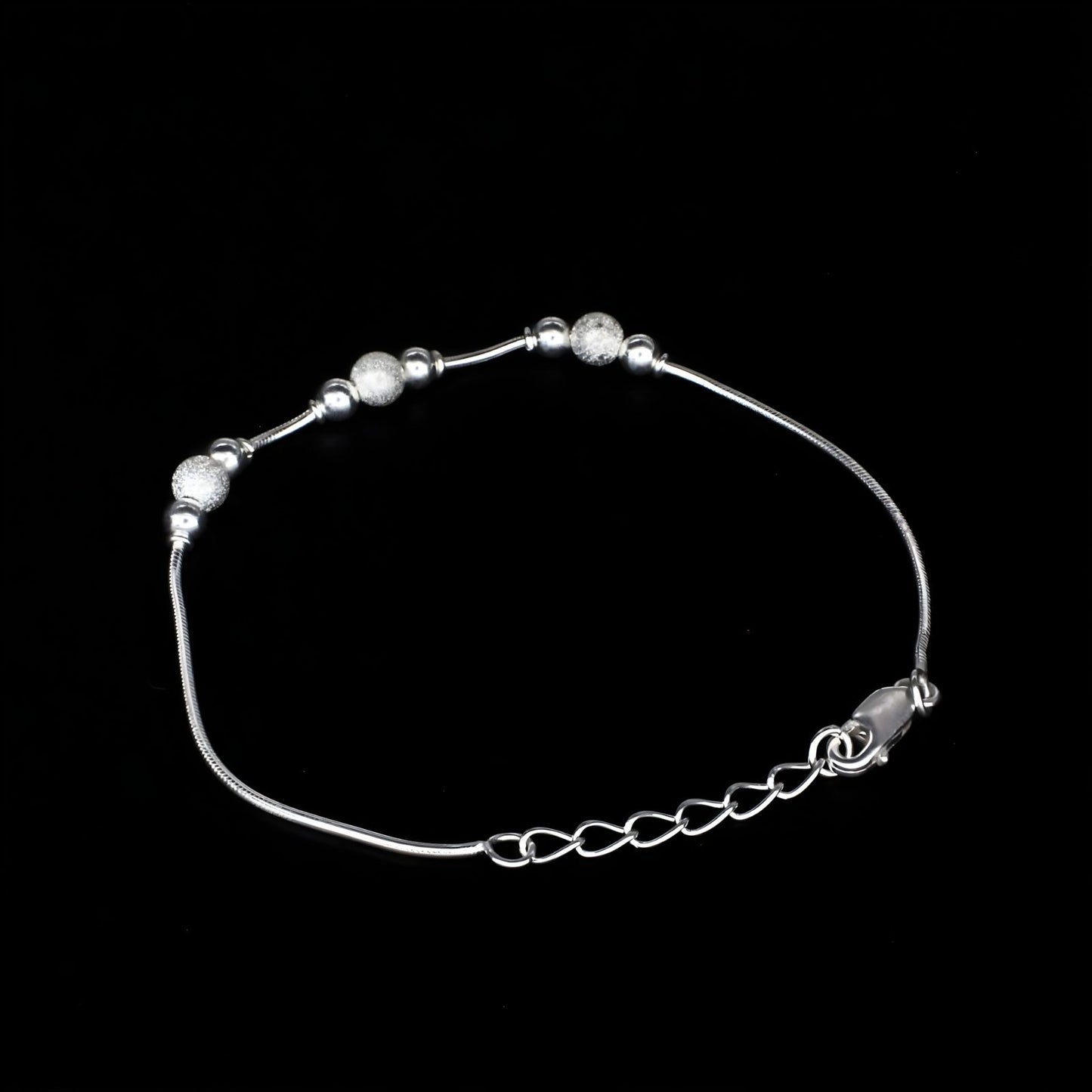 Dainty 925 Sterling Silver beads snake chain Bracelet for Girls