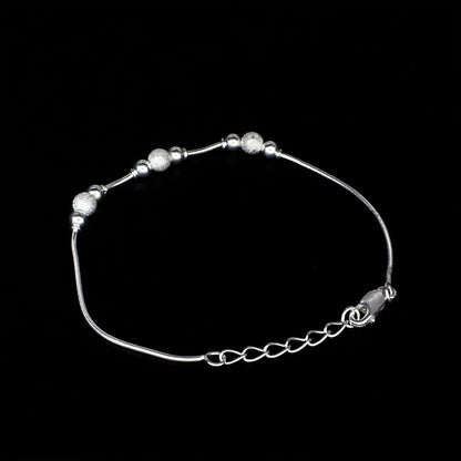 Dainty 925 Sterling Silver beads snake chain Bracelet for Girls