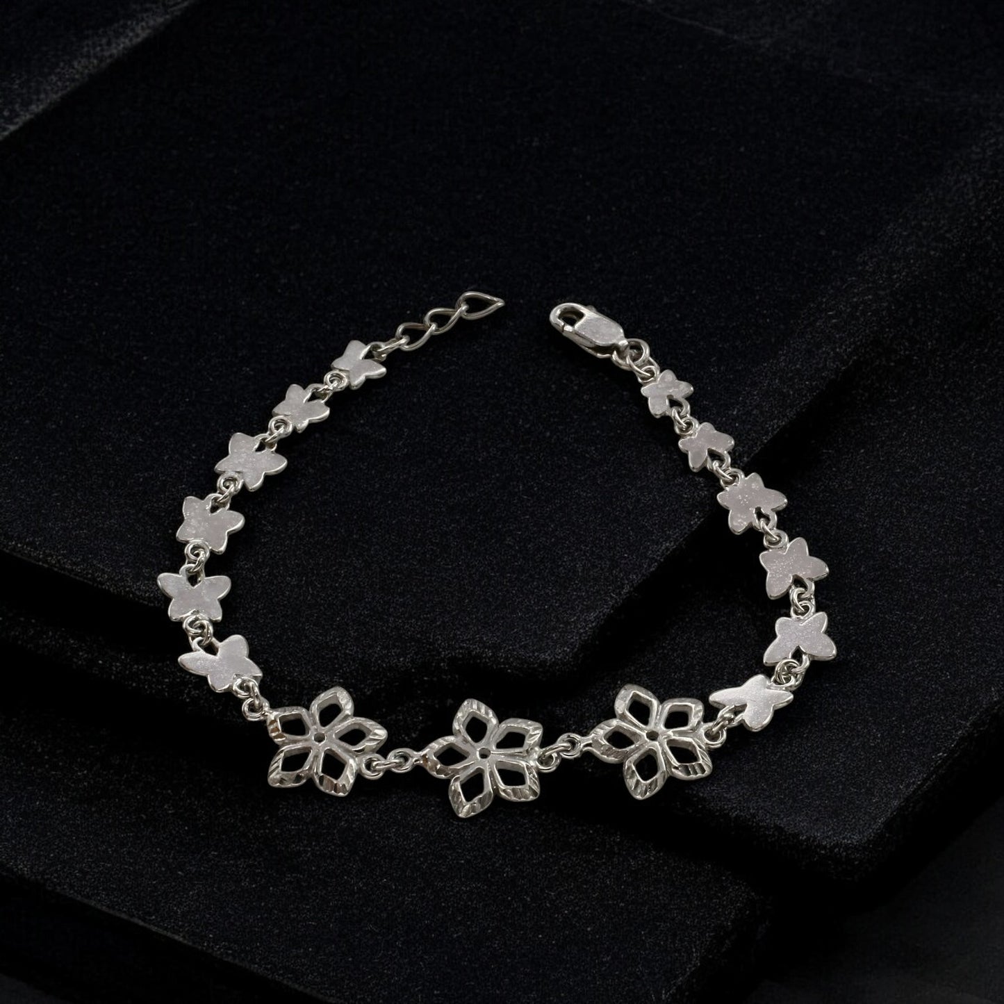 925 Sterling Silver Delicate Butterfly charms chain Bracelet for Girls