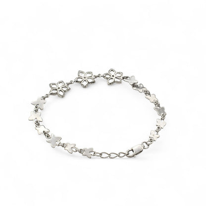 925 Sterling Silver Delicate Butterfly charms chain Bracelet for Girls