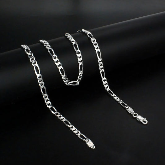925 Sterling Silver excellent gifting Figaro Link Neck chain 24"