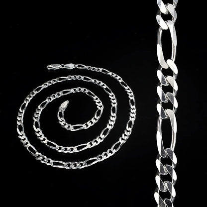 925 Sterling Silver excellent gifting Figaro Link Neck chain 24"