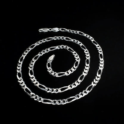 925 Sterling Silver excellent gifting Figaro Link Neck chain 24"