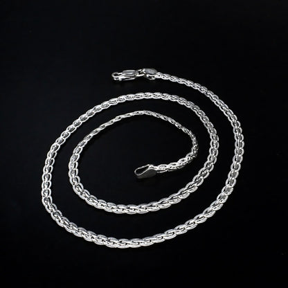 Real Silver unique rope design Neck chain 22"