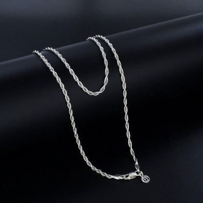 925 Real Sterling Silver rope design Neck chain 18"