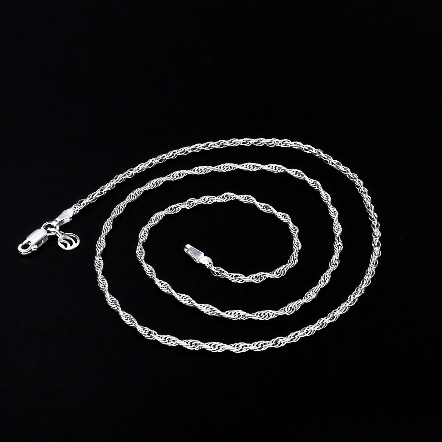 925 Real Sterling Silver rope design Neck chain 18"