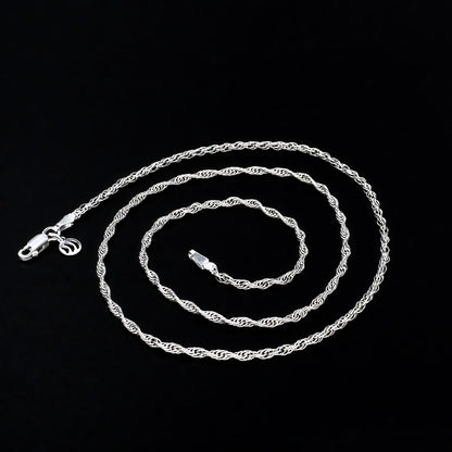 925 Real Sterling Silver rope design Neck chain 18"