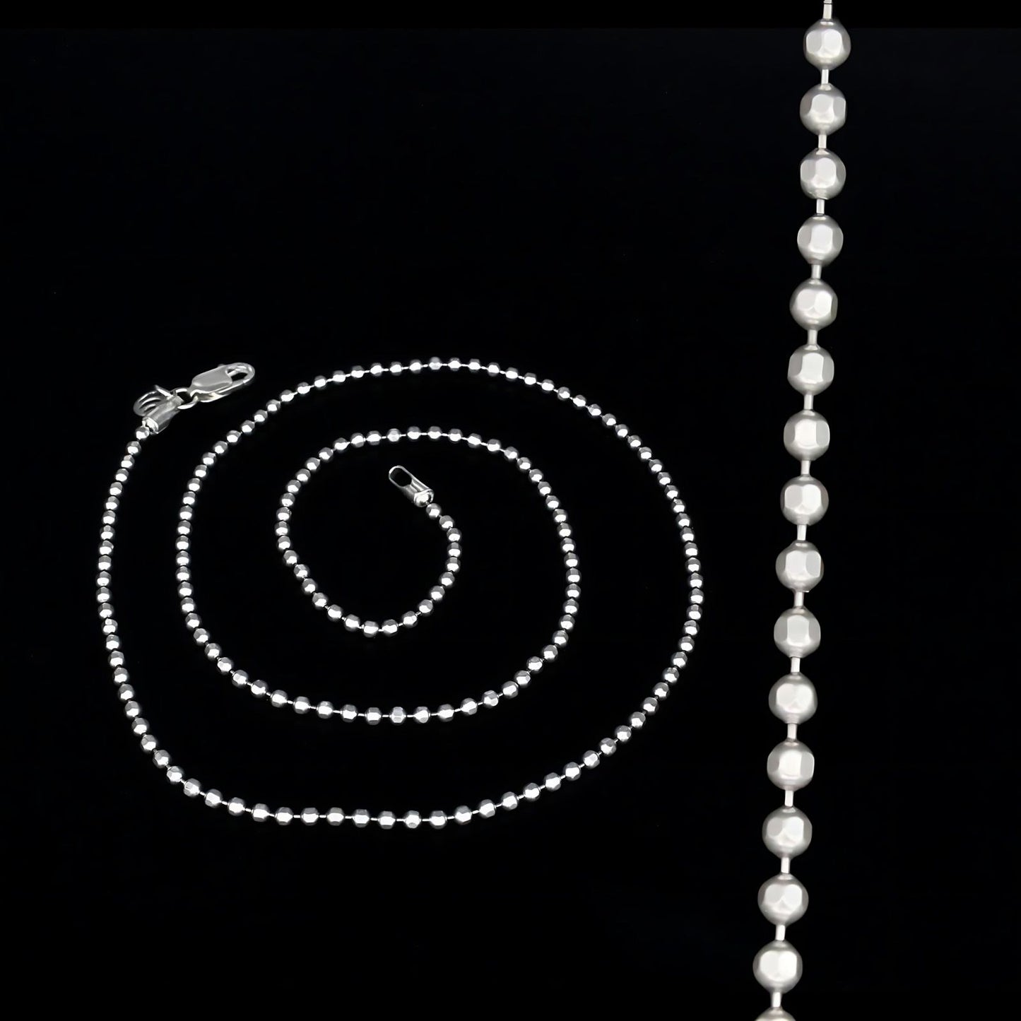925 Real Sterling Silver ball design Neck chain 18"