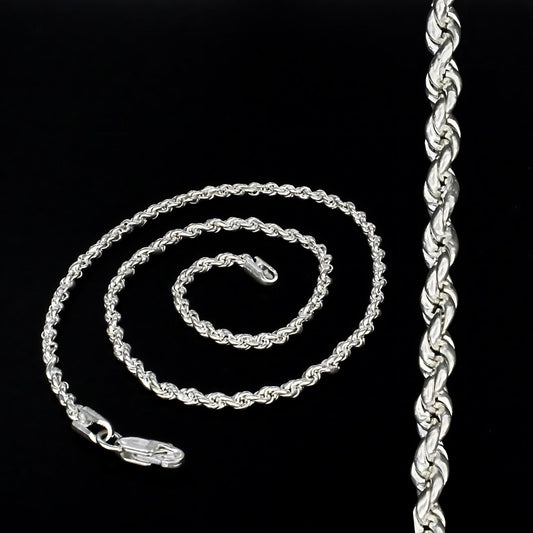 Real Silver Rope design Neck chain 18"