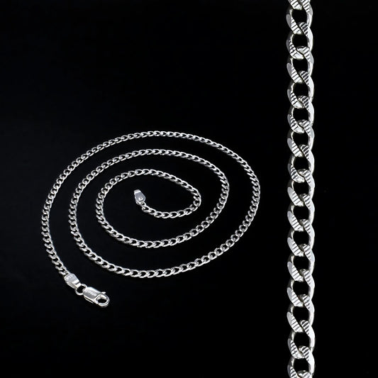 925 Real Sterling Silver Cuban Link Neck chain 20"