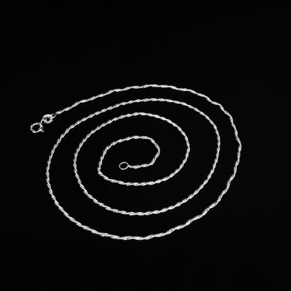 925 Sterling Silver women rope design Neck chain 24"