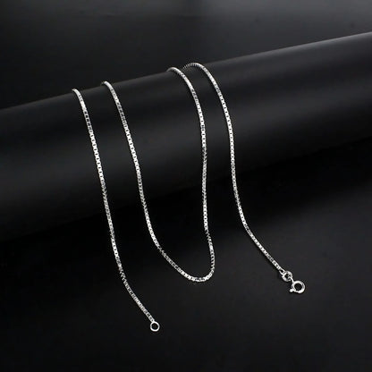 925 Sterling Silver women box link Neck chain 24"