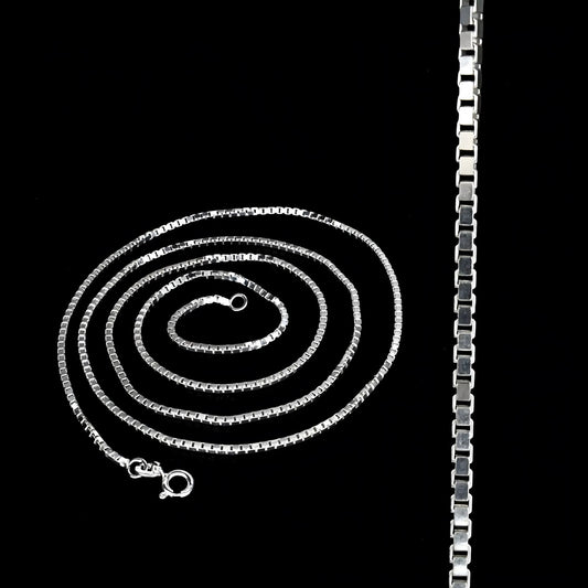 925 Sterling Silver women box link Neck chain 24"