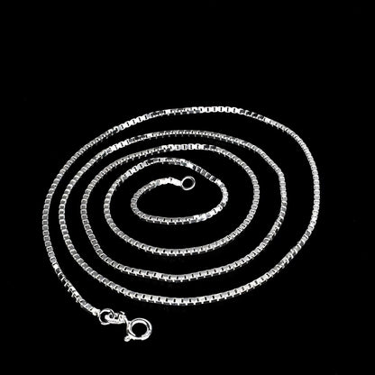 925 Sterling Silver women box link Neck chain 24"