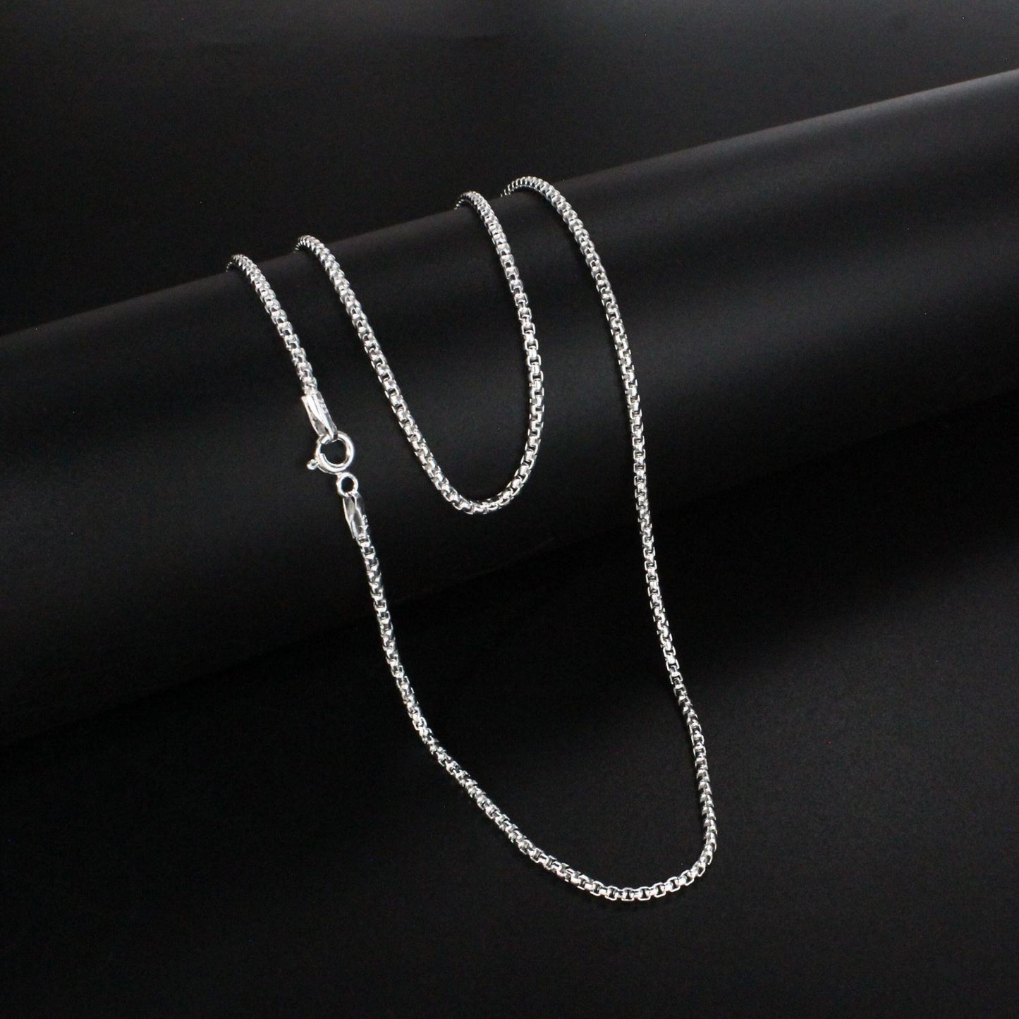 925 Sterling Silver women round box Neck chain 20"
