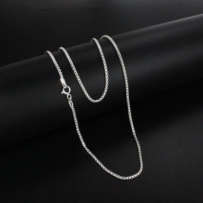 925 Sterling Silver women round box Neck chain 20"