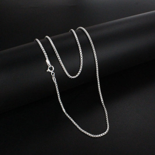925 Sterling Silver women round box Neck chain 20"