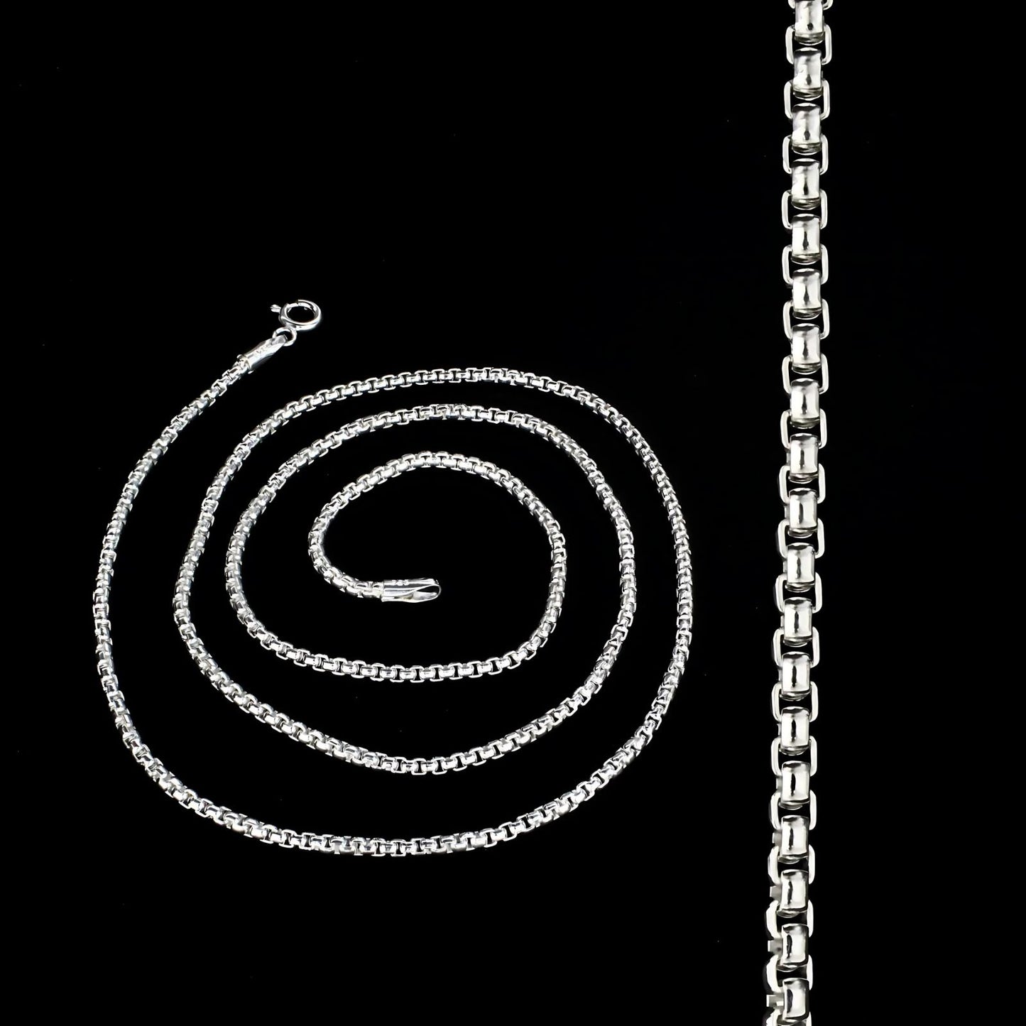 925 Sterling Silver women round box Neck chain 20"