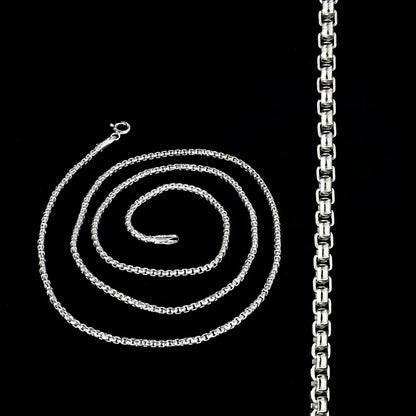 925 Sterling Silver women round box Neck chain 20"
