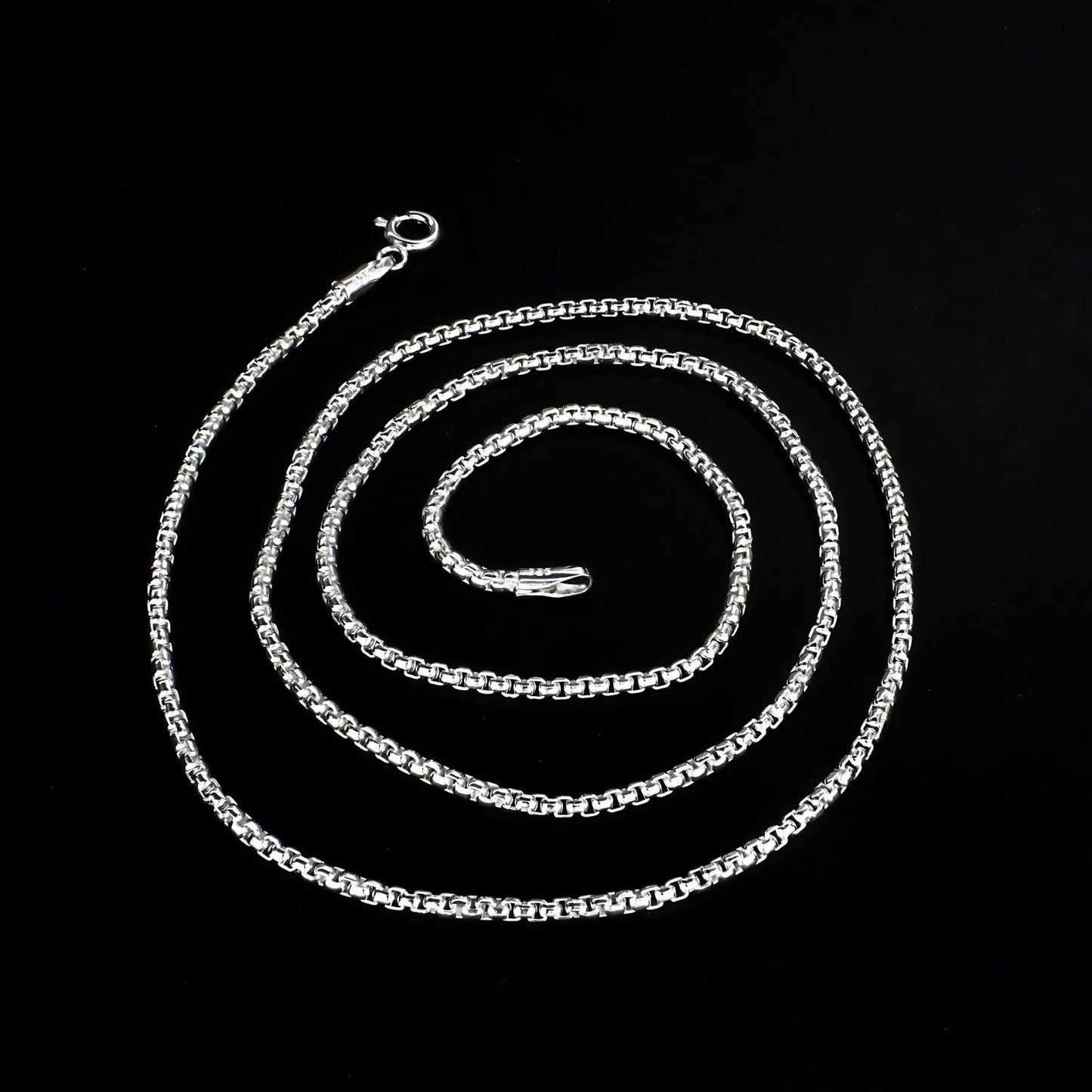 925 Sterling Silver women round box Neck chain 20"