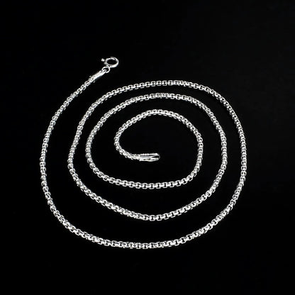 925 Sterling Silver women round box Neck chain 20"