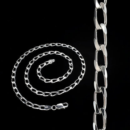 925 Sterling Silver Excellent spring ring clasps Curb Neck chain 20"