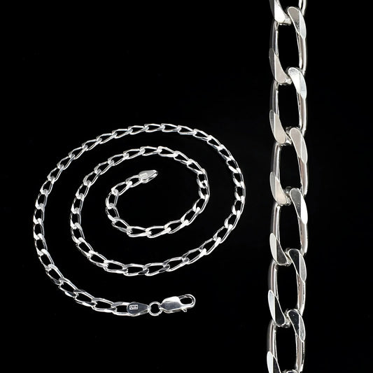 925 Sterling Silver Excellent spring ring clasps Curb Neck chain 20"