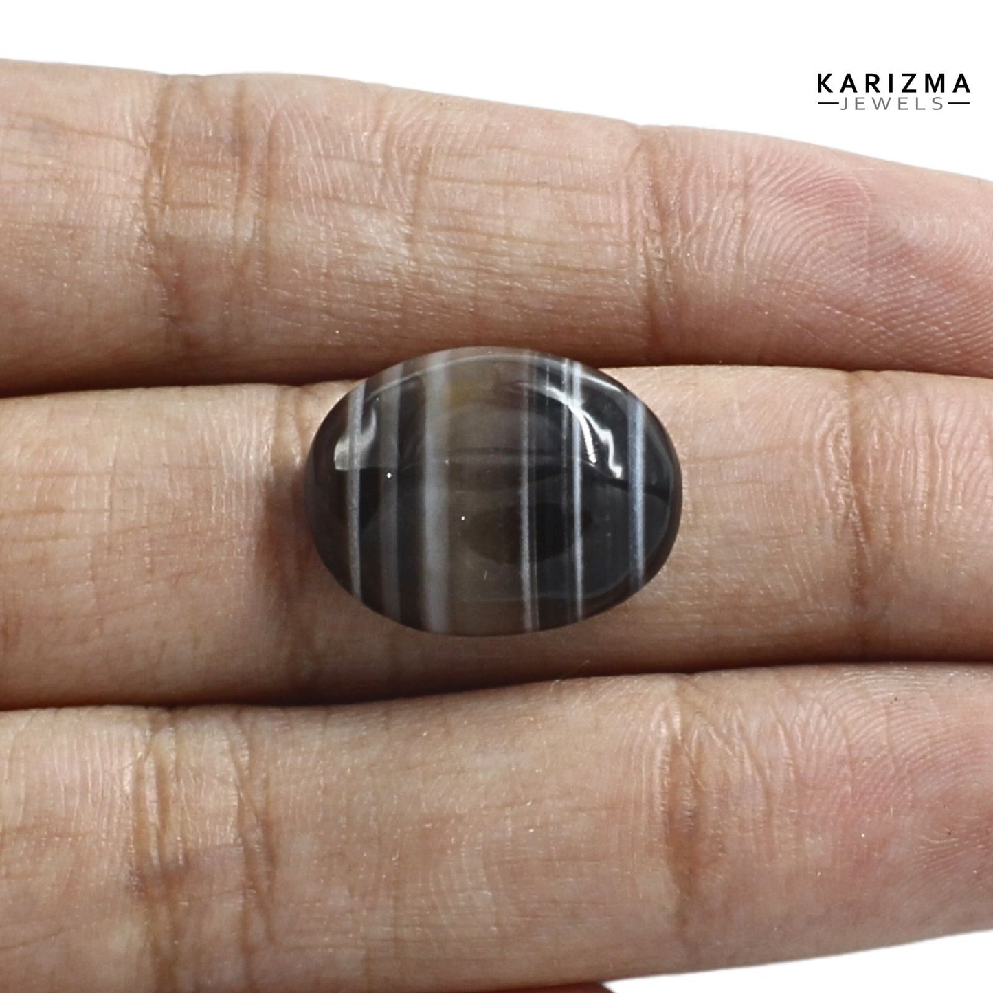 13.40Ct Natural Grey and Black Sulemani Hakik Oval Gemstone