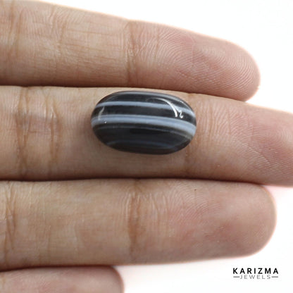 9.10Ct Natural Grey and Black Sulemani Hakik Oval Gemstone