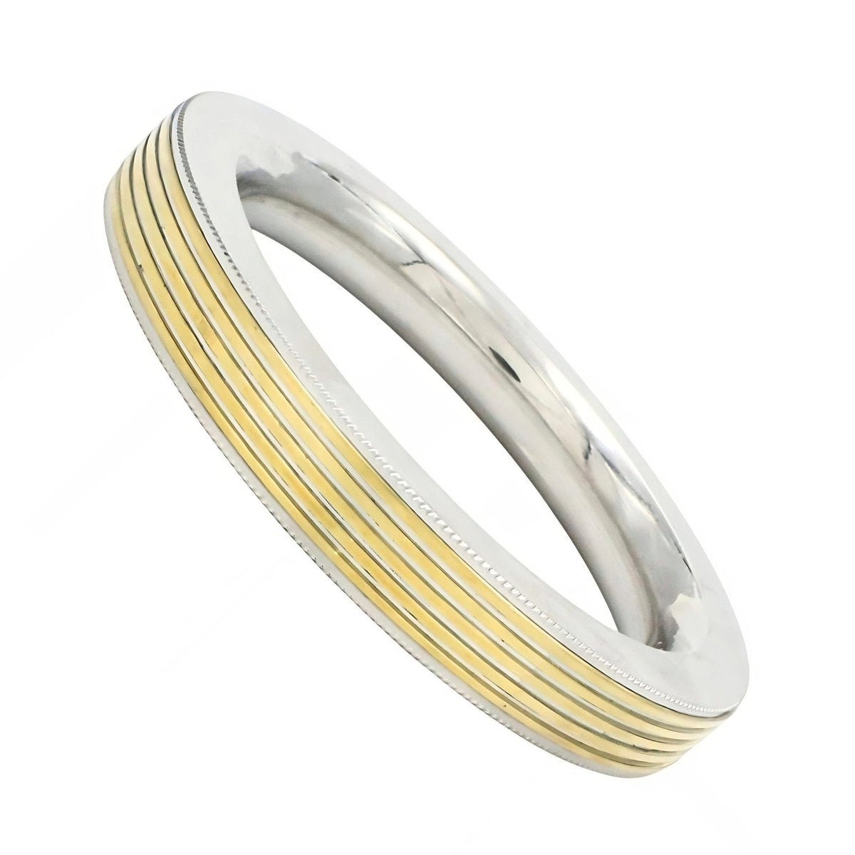Heavy Premium Stainless Steel Kada – Stylish Golden Line Square Design for Men