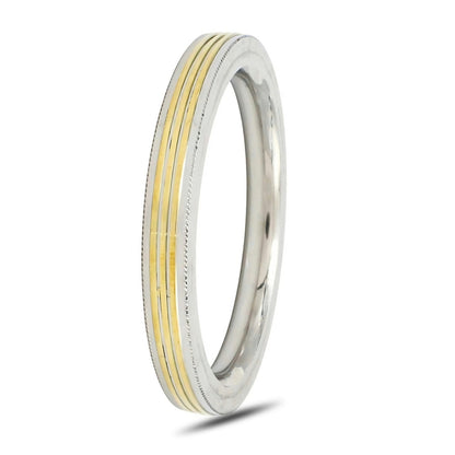 Stylish Golden Line Square Design Stainless Steel Kada for Men