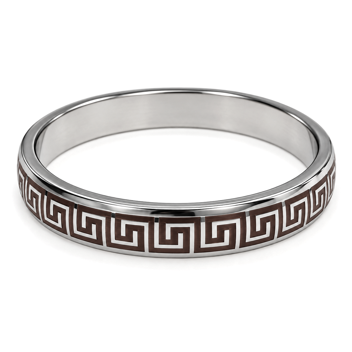 Premium Greek Key Engraved Stainless Steel Kada for Men