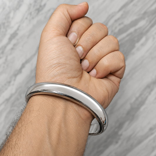 Heavy Stainless Steel Kada for Men – Plain Half Round Polished Bangle