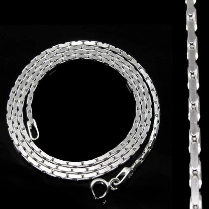 Real Solid 925 Sterling Silver Square Link Neck chain