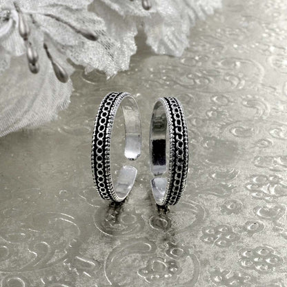 Real Sterling Silver Oxidized  foot band Toe THUMB Rings- Pair