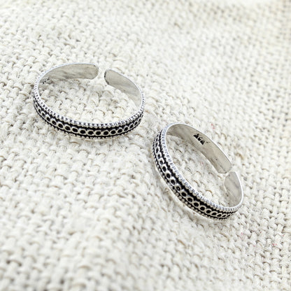 Real Sterling Silver Oxidized  foot band Toe THUMB Rings- Pair