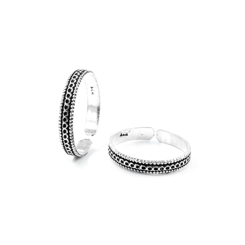 Real Sterling Silver Oxidized  foot band Toe THUMB Rings- Pair