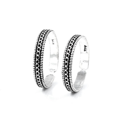 Real Sterling Silver Oxidized  foot band Toe THUMB Rings- Pair