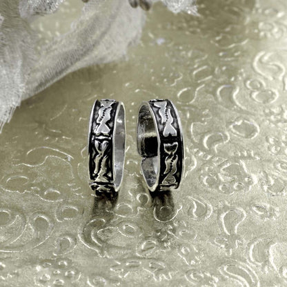 Real 925 Silver Antique finish foot toe rings band - Pair