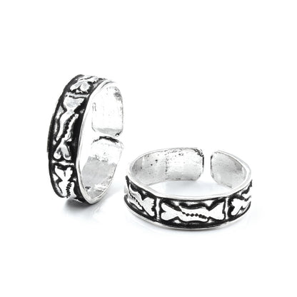 Real 925 Silver Antique finish foot toe rings band - Pair