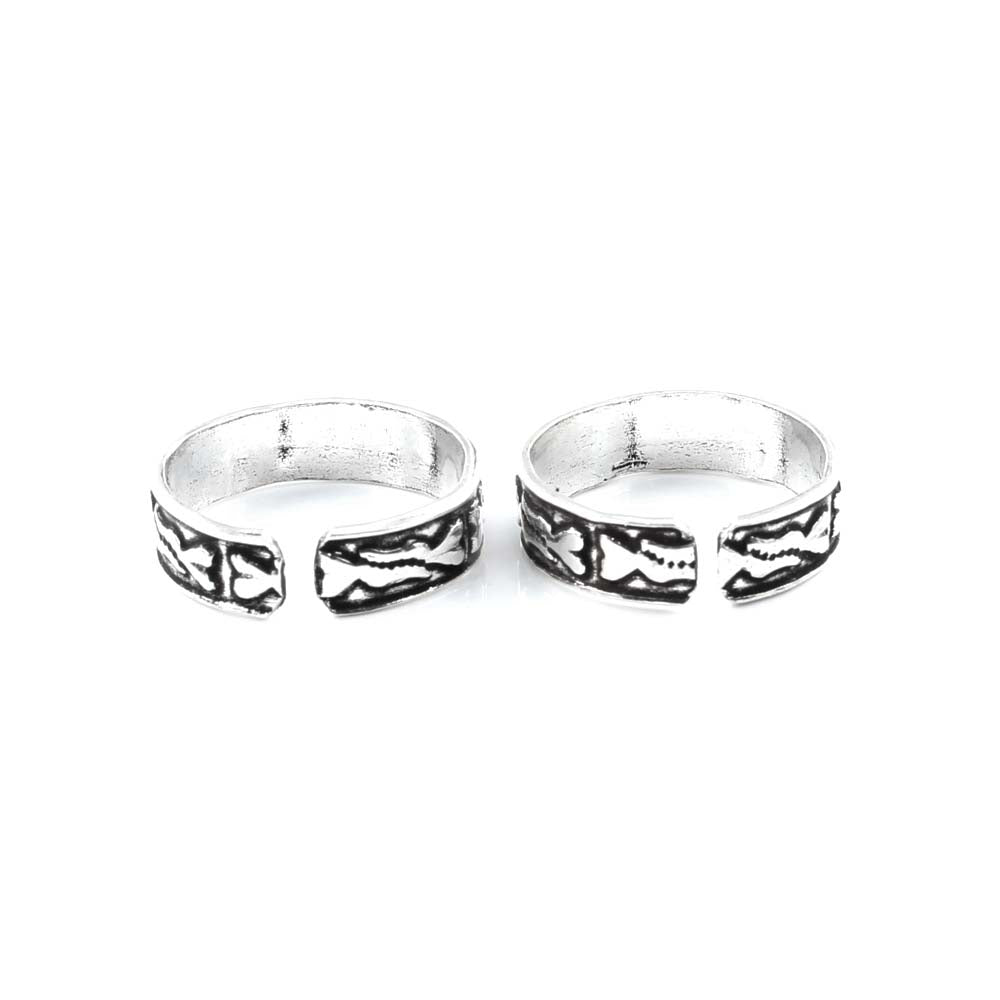 Real 925 Silver Antique finish foot toe rings band - Pair