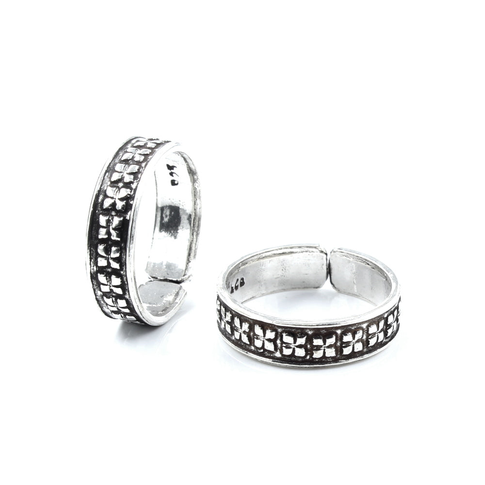 Real 925 Silver Oxidized foot toe rings band - Pair