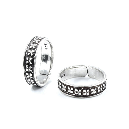 Real 925 Silver Oxidized foot toe rings band - Pair